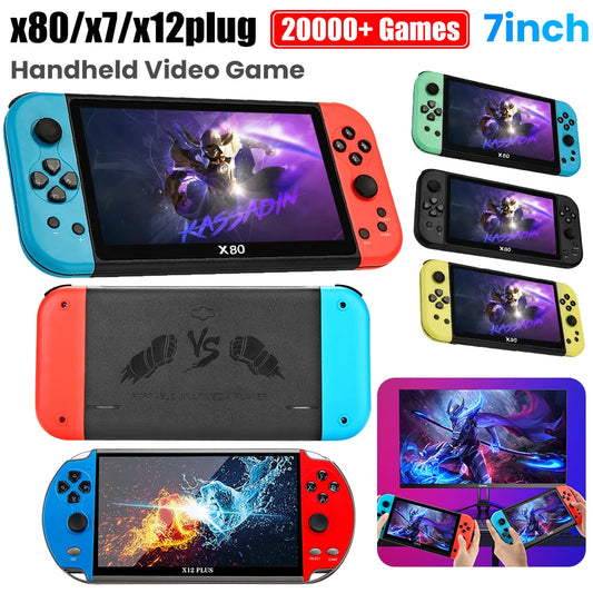 X80 X12 Plus X7 Video Game Console Built-in 20000+ Retro Games Portable Handheld Game Console HD TV Output Arcade Game Player