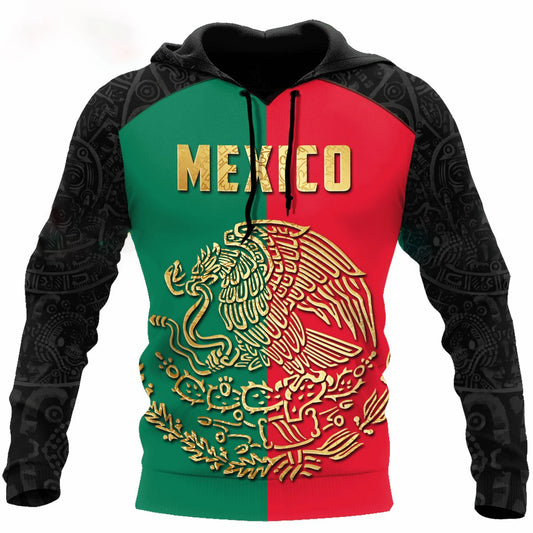 New Mexican Hoodies Men's Hoodie 3D Print Mexico Flag Tops Autumn Long Sleeve Streetwear Designer Hooded Hoodie For Men Clothing