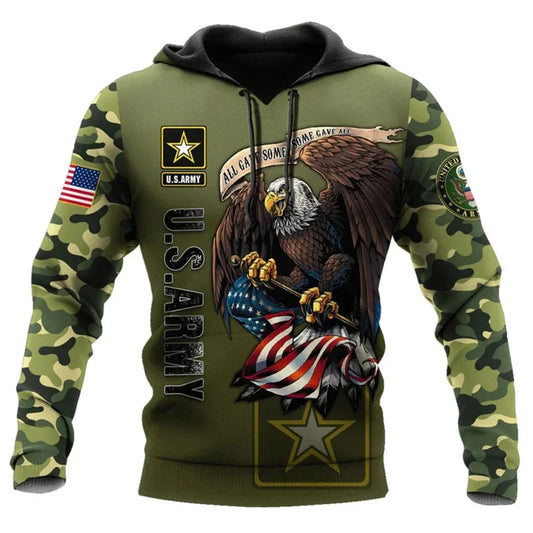 3D US Veteran Army Print Hoodies For Men Sodier Military Camouflage Clothing Fashion Streetwear Cool Pullovers Harajuku Hoodie