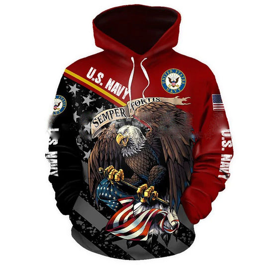 Eagle USA Flag Marine Navy 3D Print Hoodies Pullover Sweatshirts Man Women Harajuku Outwear Casual Unisex  Jacket Tracksuit