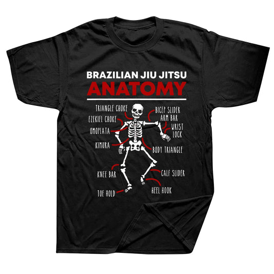 Brazilian Jiu Jitsu Anatomy Skeleton Funny Martial Arts T Shirts Graphic Streetwear Short Sleeve Harajuku Hip Hop T-shirt