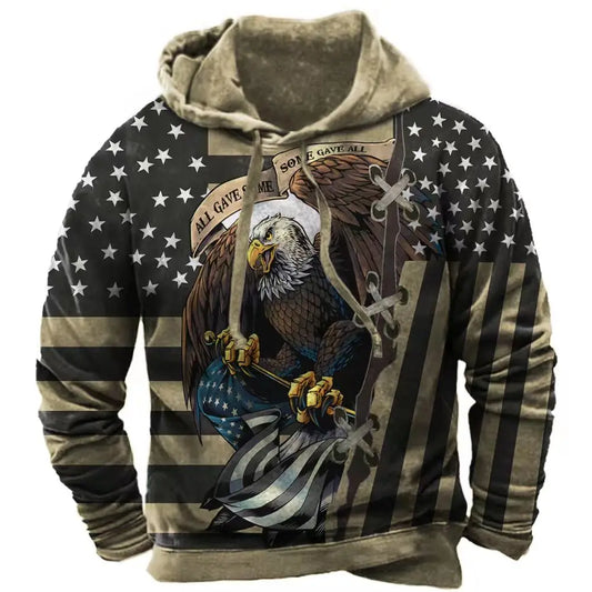 2023 Men's Hoodies Sweatshirt U.S. Flag Graphics Vintage Tops Male Hoody Oversized Clothes Pullover Casual Street Loose Hoodie