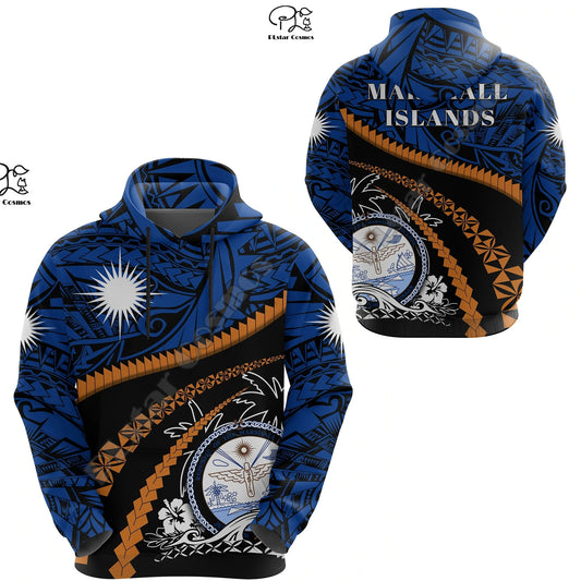 Newest Marshall Islands Polynesian Flag Tribal Culture Retro Tattoo Tracksuit Men/Women 3DPrint Casual Funny Pullover Hoodies 10